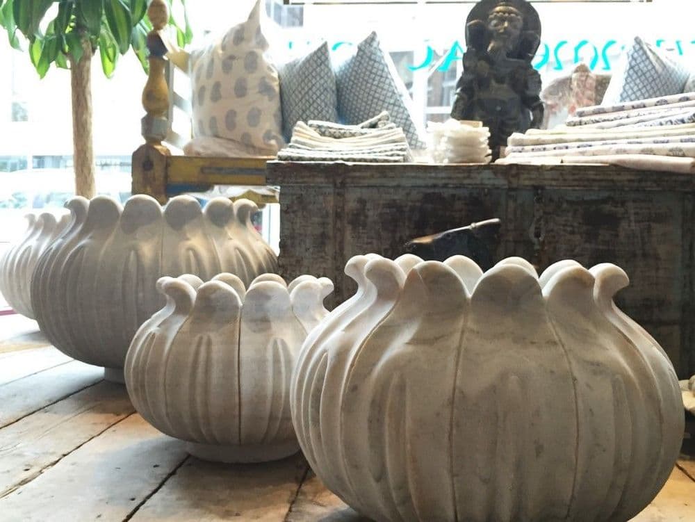 Hand Carved Marble Lotus Planter Extra Large OUT OF STOCK