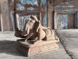 Hand Carved Sandstone Sculpture of Ganesha in Crouching Pose, Orissa