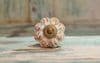 Hand Painted Porcelain Door Knobs with amber coloured decoration