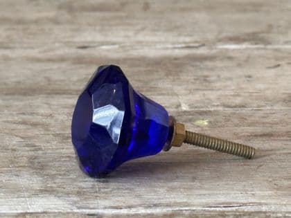 Indigo Cut Glass Door Knob