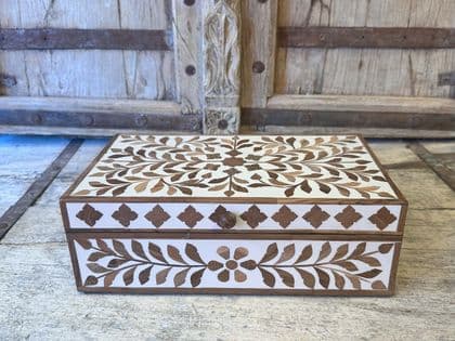jewellery box made from teak inlay from rajasthan