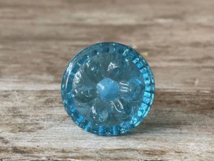 Light Aqua Embossed Glass Door Knob