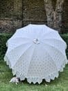 Mirrorwork Parasol - Ecru Calico Base & Silver Mirrorwork