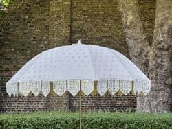 Mirrorwork Parasol - Ecru Calico Base & Silver Mirrorwork