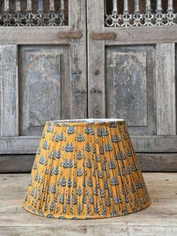 Ochre with Blue Flower Medium Lampshade