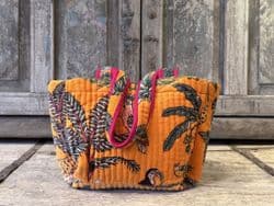 Orange Jungle Design Velvet Small Tote Bag