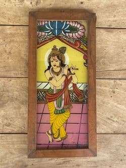 Painting on Reverse Glass of Lord Krishna, God of Love