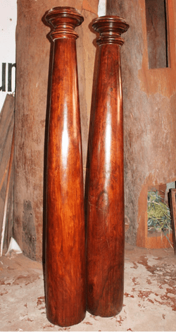 Pair of 19th Century Rosewood Temple Pillars, Kerala, South India
