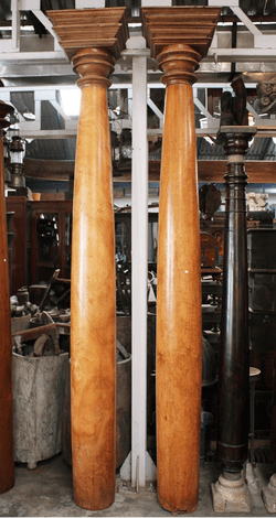 Pair of 19th Century Satinwood Pillars, Kerala, South India