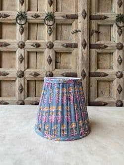 pale blues and pinks block print lampshade - mini