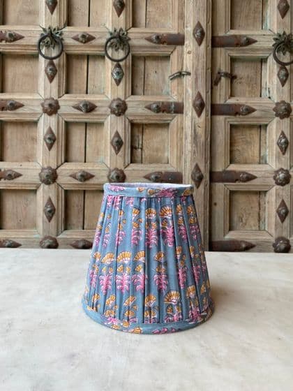 pale blues and pinks block print lampshade - mini