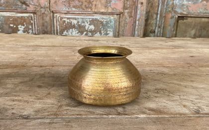 Pale Gold Brass Ritual Lota Pot, Vintage