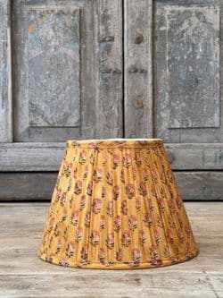 Pale Orange with Flowers Block print lampshade - ex small