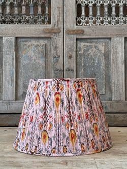 Pale Pink with yellow Ikat Block print Lampshade - large