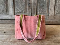 Pink and Green Reversible Velvet Bag