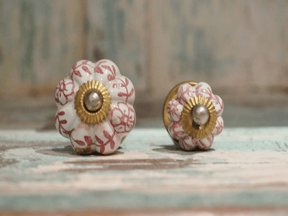 Pink Painted Porcelain Door Knobs