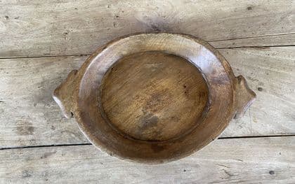 Polished Acacia Wood Vintage Platter, Rajasthan