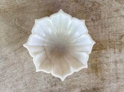Polished White Marble Lotus Dish hand carved