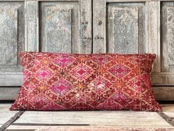Rare Antique Floss Silk  Embroidered Dowry Bolster,  Swat Valley, Pakistan