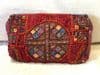 Red Mirrorwork Vintage Clutch with Tribal Silver Jewels
