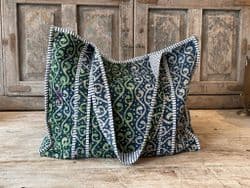Resist Dyed Kantha Tote Bag Blue & Green