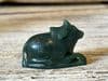 sacred nandi cow made from dark green aventurine small