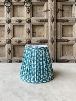 sea green & white blockprint lampshade - mini