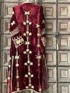 Silk embroidered velvet coat, claret