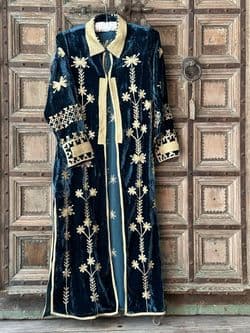 Silk velvet embroidered coat - Emerald