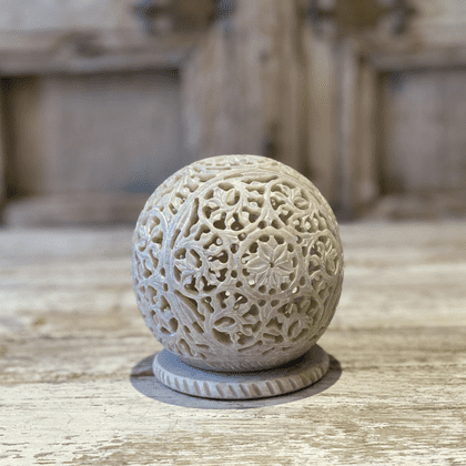 Soapstone Jali Candle holder - Large Mughal Flower