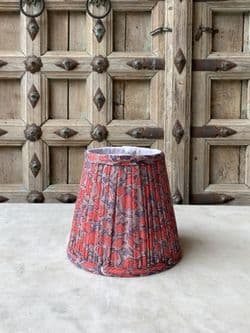 soft reds and taupe  block print lampsahde- mini