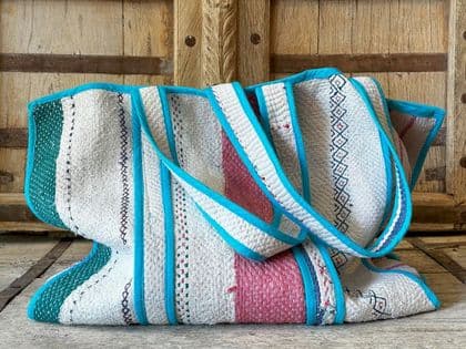 tote bag made from a vintage kantha textile