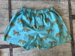 Turquoise hand block print sleep shorts