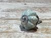 Turquoise on Off-White Ceramic Door Knobs