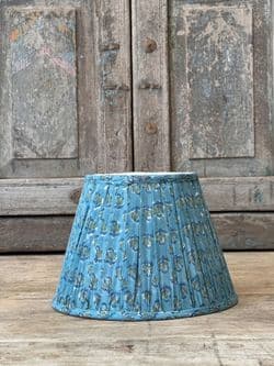 Turquoise witj flowers Block print Lampshade - ex small