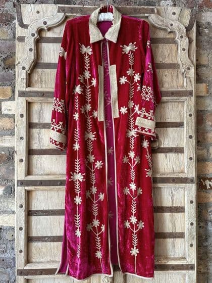 velvet coat in hot pink