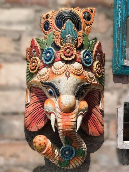 Vintage Ceremonial Festival Mask of Ganesha, Nepal
