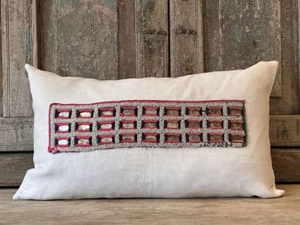 Vintage Handmade Beaded Embroidery Cushion