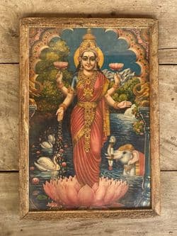 Vintage Hindu print of Laxshmi, Goddess of Wealth