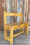 Vintage Indian Child's Bench with Faded Yellow Paint Tones