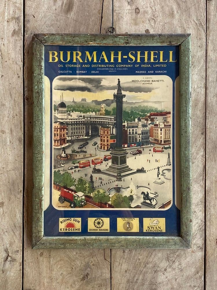 Vintage Indian Colonial Advertising Print - Burma/Shell Trafalgar Square