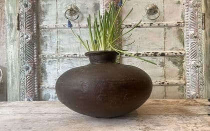 Vintage Iron Storage Pot from Rajasthan