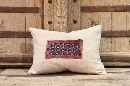 Vintage Mirrorwork Textile Cushion with Purple