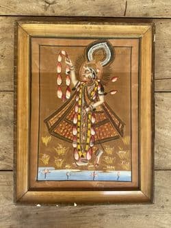 Vintage painting of Lord Krishna with garland