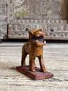 Vintage polychrome wooden tiger, avatar of goddess Durga