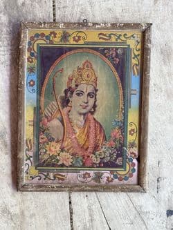 Vintage Print depicting Lord Ram, incarnation of Vishnu, creator of the Universe