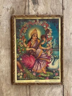Vintage Print of Saraswati, Goddess of the Arts