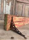 Vintage Teak Shelf with Painted Carved Edging & Iron Brackets