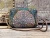 vintage textile bag with cowrie shells, beads and very fine mirrorwork from Gujarat