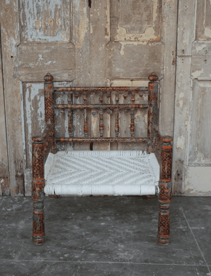 Vintage Tribal Painted Chair, Gujarat